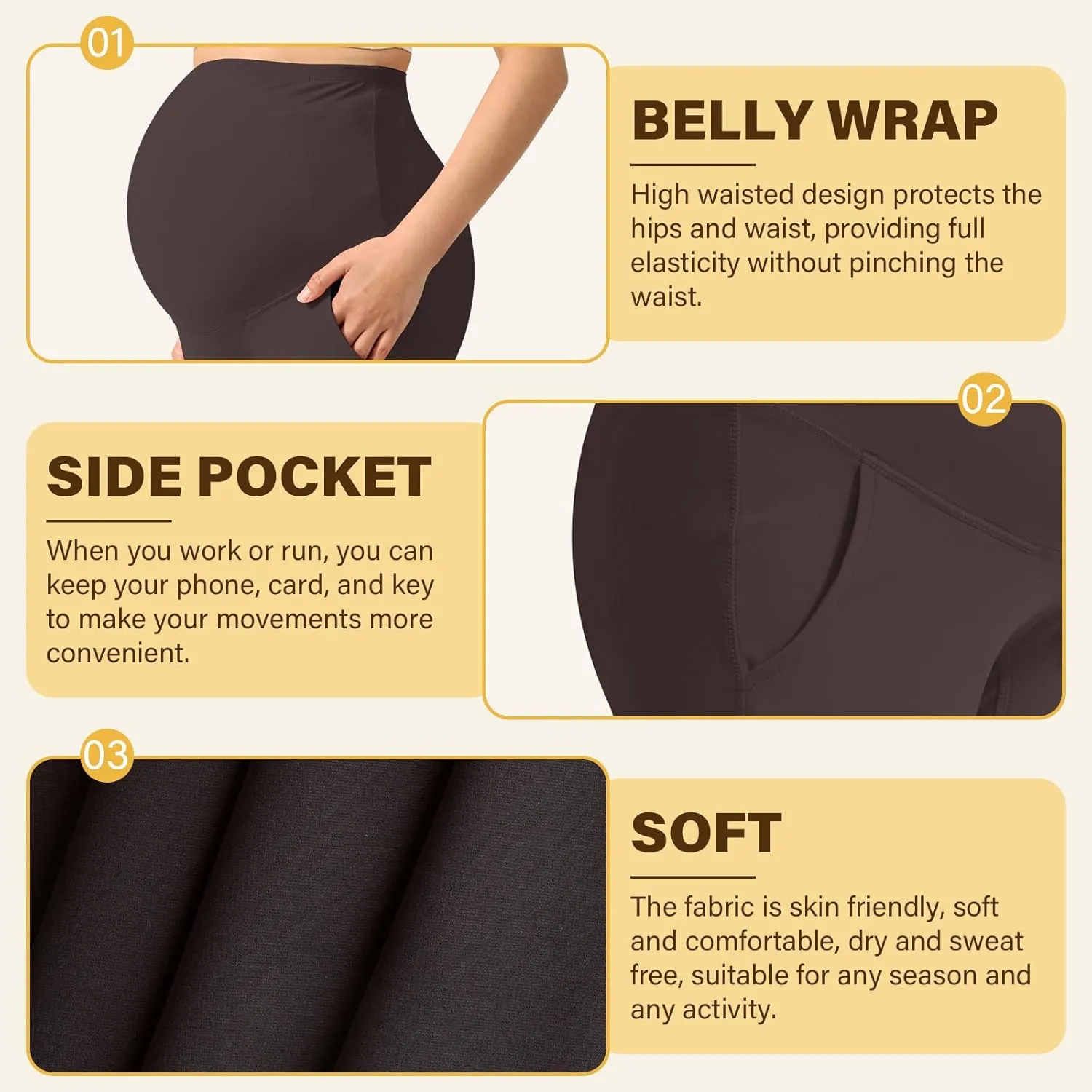 Women's Maternity Leggings Over The Belly Pregnancy with Pockets Yoga Pants Active Wear Tights Pants Workout
