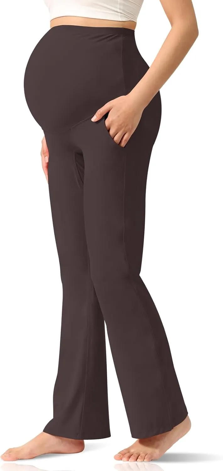 Women's Maternity Leggings Over The Belly Pregnancy with Pockets Yoga Pants Active Wear Tights Pants Workout