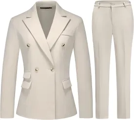 Women's Suiting Pants Suits for Women Dressy Double-Breasted Blazer Business Casual Outfits