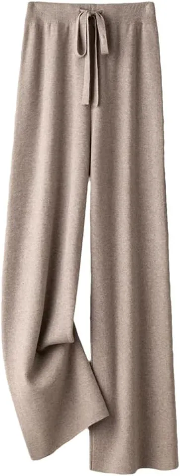 Women's Wide Leg Knit Pants Winter Thick Soft Loose Trousers Casual Y2K Korean Style Floor-Length Cargo